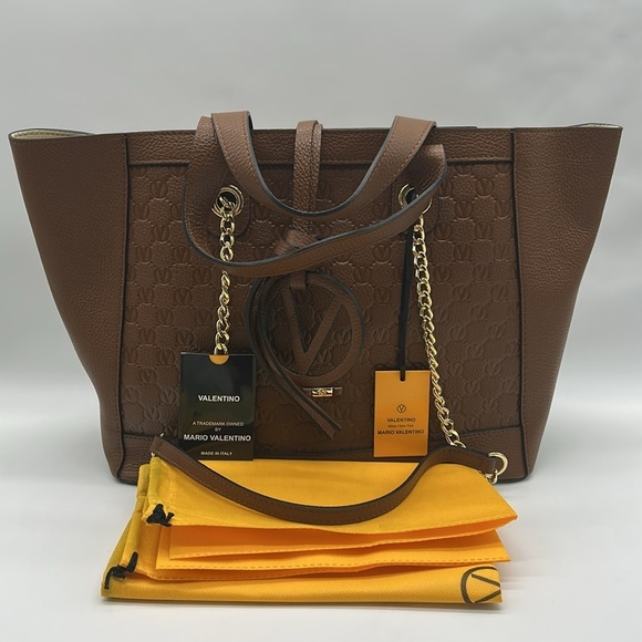 2181- Valentino By Mario Valentino Italian Leather Tote Bag NWT - Picture 5 of 12